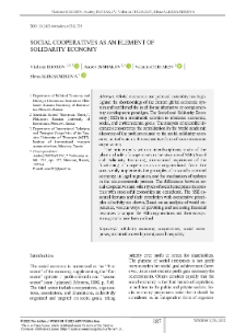 Social Cooperatives as an Element of Solidarity Economy