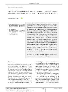 The Main Philosophical and Economic Concepts of the Essence of Humans as a Subject of Economic Activity