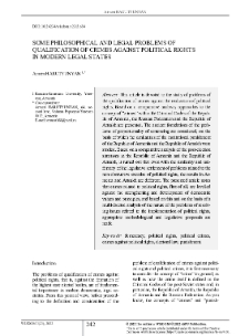 Some Philosophical and Legal Problems of Qualification of Crimes Against Political Rights in Modern Legal States