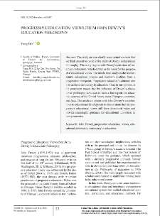 Progressive Education: Views from John Dewey’s Education Philosophy
