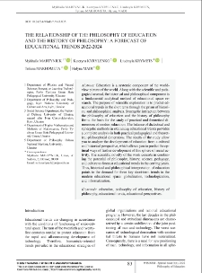 The Relationship of the Philosophy of Education and the History of Philosophy: A Forecast of Educational Trends 2022-2024