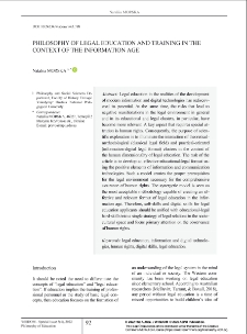 Philosophy of Legal Education and Training in the Context of the Information Age