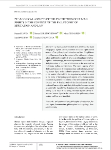 Pedagogical Aspects of the Protection of Human Rights in the Context of the Philosophy of Education and Law