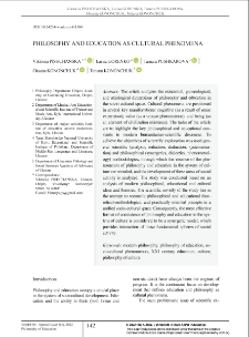 Philosophy and Education as Cultural Phenomena
