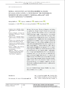 Moral and Justice as the Philosophical Basis of Legal Education: A Criticism of the Indonesian Ministry of Education's “Merdeka Belajar” and “Kampus Merdeka” Concepts