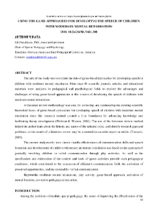 Using The Game Approaches For Developing The Speech Of Children With Moderate Mental Retardation