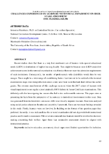 Challenges Experienced By Learners With Visual Impairment On High-Stake Assessment