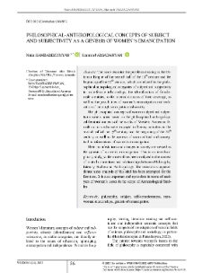 Philosophical-Anthropological Concepts of Subject and Subjectivity as a Genesis of Women’s Emancipation