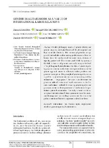 Gender Egalitarianism as a Value of International Labor Relations