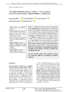 The Phenomenon of Education in the Context of an Intercultural Philosophical Approach