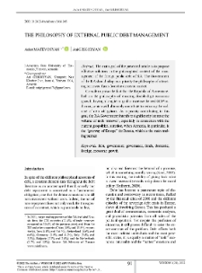 The Philosophy of External Public Debt Management
