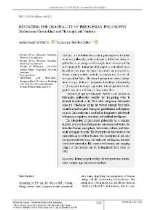 Revisiting the Originality of Indonesian Philosophy (Indonesian Humankind and Philosophical Identity)