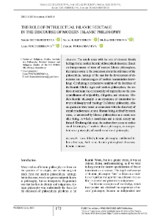 The Role of Intellectual Islamic Heritage in the Discourse of Modern Islamic Philosophy