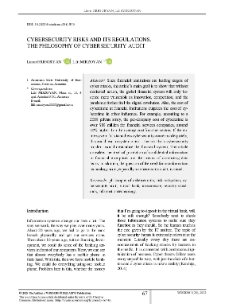 Cybersecurity Risks and Its Regulations. The Philosophy of Cybersecurity Audit