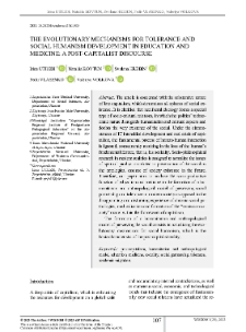 The Evolutionary Mechanisms for Tolerance and Social Humanism Development in Education and Medicine: A Post-Capitalist Discourse