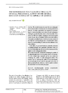 The Methodology for Evaluating the Quality of Social-Pedagogical Activity in the General Education Schools of the Republic of Armenia
