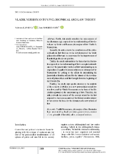 Vladik Nersesyants’s Philosophical and Law Theory