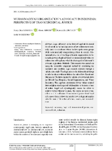 Muhammadiyah Organization’s Advocacy in Indonesia: Perspective of Transcendental Justice