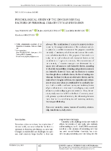 Psychological Study of the Environmental Factors of Personal Creativity Manifestation