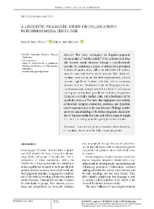 A Linguistic-Pragmatic Study on Collocations in Business Media Discourse