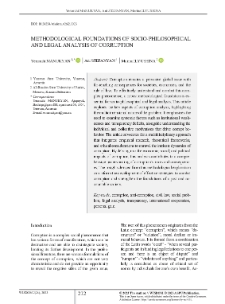 Methodological Foundations of Socio-Philosophical and Legal Analysis of Corruption