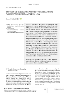 Fostering Intelligence and AI by an Operational Wisdom and Artificial Wisdom (AW)