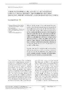 Three Philosophical Pillars of the 2022 Armenian Constitutional Revision: Empowerment of Public Discourse, Theory of Justice, and Environmental Ethics