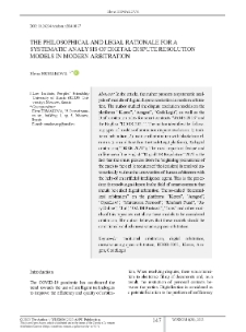 The Philosophical and Legal Rationale for a Systematic Analysis of Digital Dispute Resolution Models in Modern Arbitration