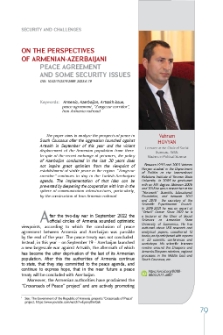On the Perspectives of Armenian-Azerbaijani Peace Agreement and Some Security Issues