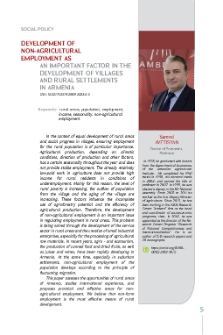 Development of Non-Agricultural Employment as an Important Factor in the Development of Villages and Rural Settlements in Armenia