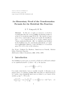 An Elementary Proof of the Transformation Formula for the Dedekind Eta Function