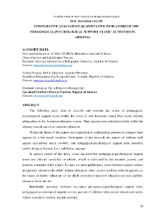 Comparative analysis of quantitative indicators of the pedagogical-psychological support teams’ activities in Armenia