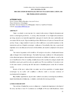 The situation of digitalization of inclusive education and the problems in Armenia