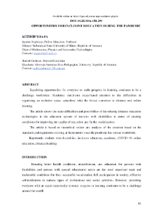 Opportunities for inclusive education during the pandemic
