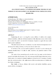 Analysis of parental awareness regarding the role of Art Therapy in the development of children with complex multiple disabilities