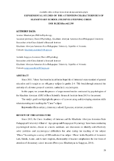 Experimental studies of the attention characteristics of elementary school students studying chess