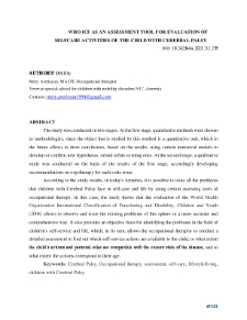 WHO ICF as an assessment tool for evaluation of self-care activities of the child with cerebral palsy