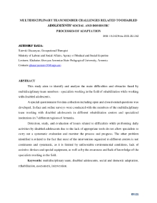 Multidiscplinary team members’ challenges related to disabled adolescents’ social and domestic processes of adaptation