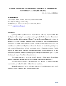 Sensory asymmetry assessment of 8-11 years old children with and without learning disabilities