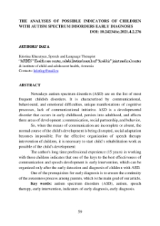 The analyses of possible indicators of children with autism spectrum disorders early diagnosis