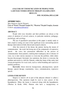 Analysis of communication of people with laryngectomies speech therapy examination results