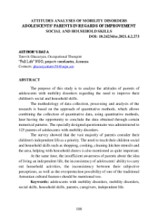 Attitudes analyses of mobility disorders adolescents’ parents in regards of improvement social and household skills