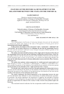 Features of the Historical Development of the Relationship between the State and the Individual