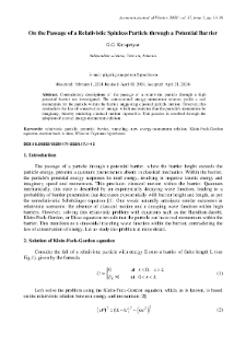 On the Passage of a Relativistic Spinless Particle through a Potential Barrier