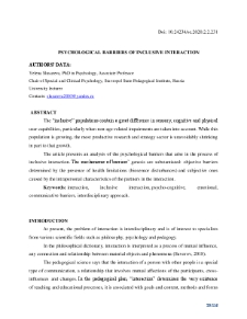 Psychological barriers of inclusive interaction
