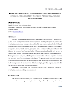 Highlights of principles used for augmentative and alternative communication assessment in patients with central nervous system disorders