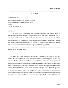 Spacial orientation of children with visual impairments in families