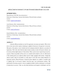 Application of motion capture systems in ergonomic analysis
