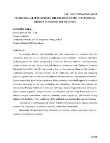 Fulfilling a need in Armenia: the creation of the Occupational Therapy guidebook for inclusion