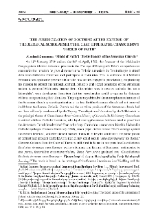 The juridicization of doctrine at the expense of theological scholarship. The case of Mikayel Chamchian’s “Sheild of faith”